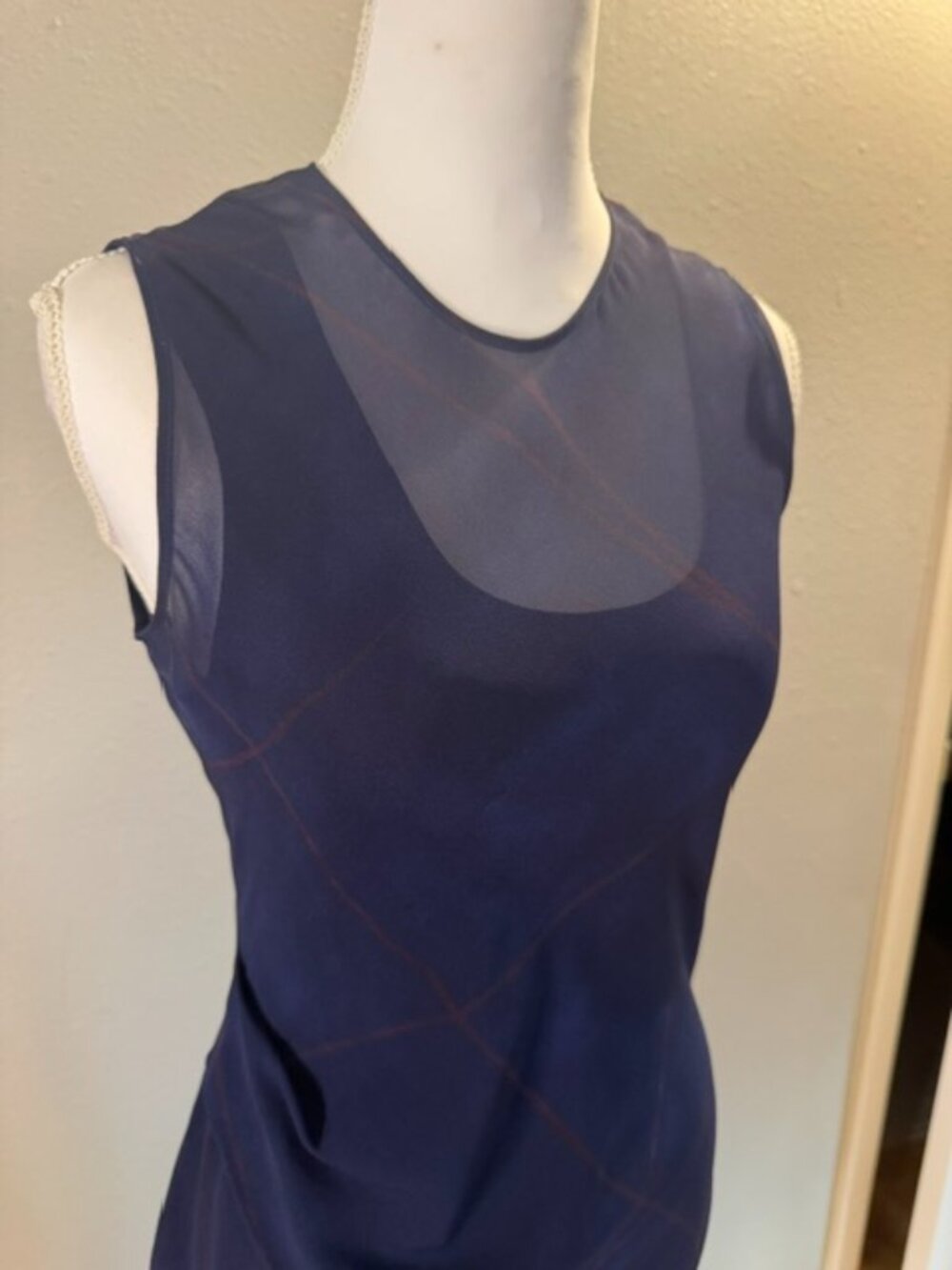 Vintage 90s Calvin Klein Collection Silk Two Piece Sheer Dress Made in Italy
